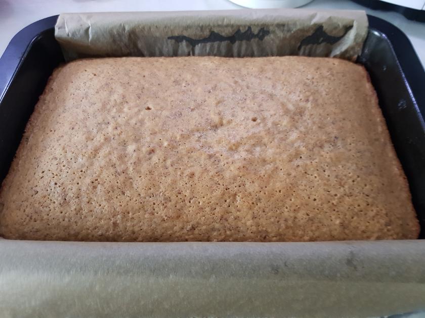 Mandel Pudding Kuchen mit Krokant Haube - einfach - von barbara62