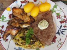 Hüftsteak mit gebratenen Steinpilzen, Lauchgemüse und Drillingen - Rezept - Bild Nr. 2