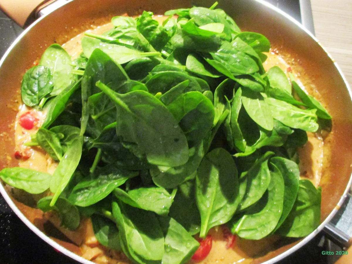 Hähnchenfilet mit Tomaten und Spinat in cremiger Käsesoße - Rezept - Bild Nr. 9