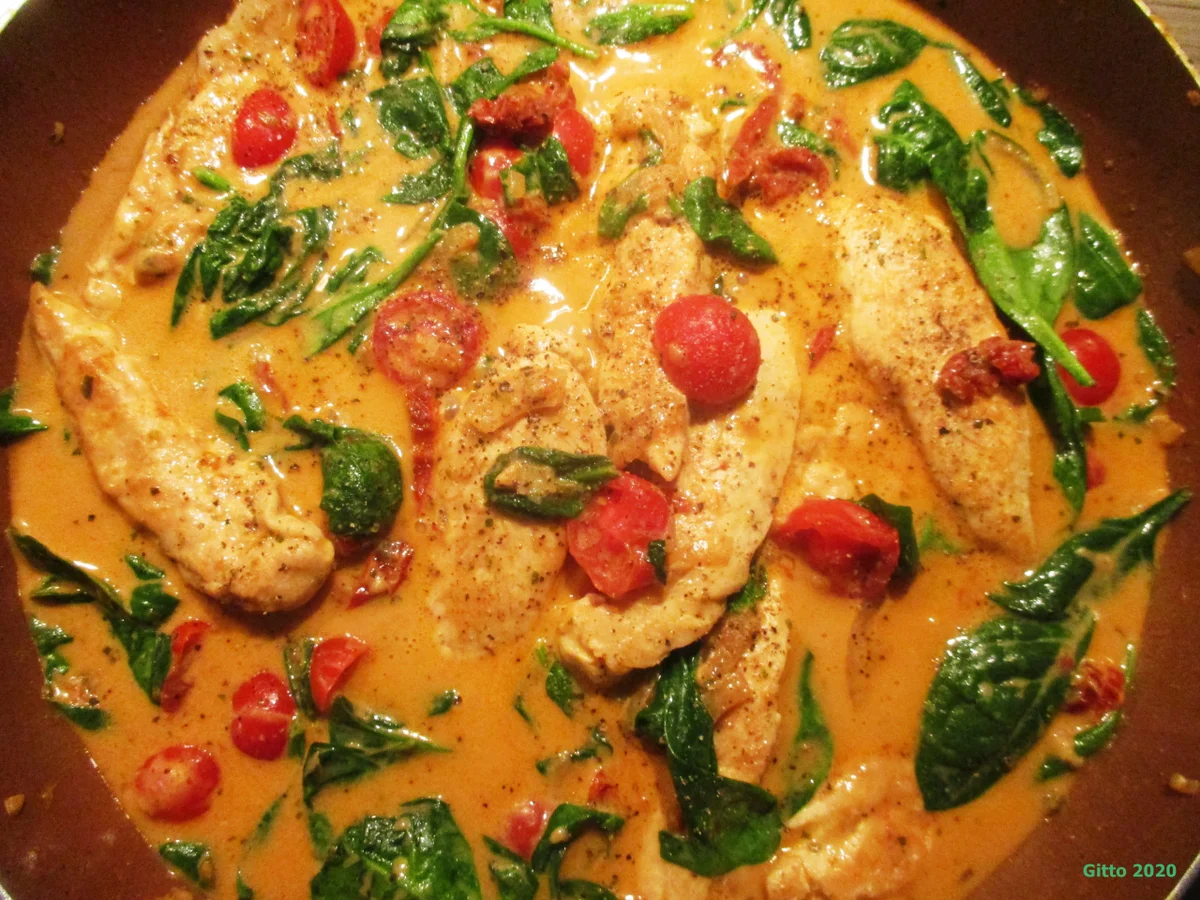 Hähnchenfilet mit Tomaten und Spinat in cremiger Käsesoße - Rezept - Bild Nr. 10