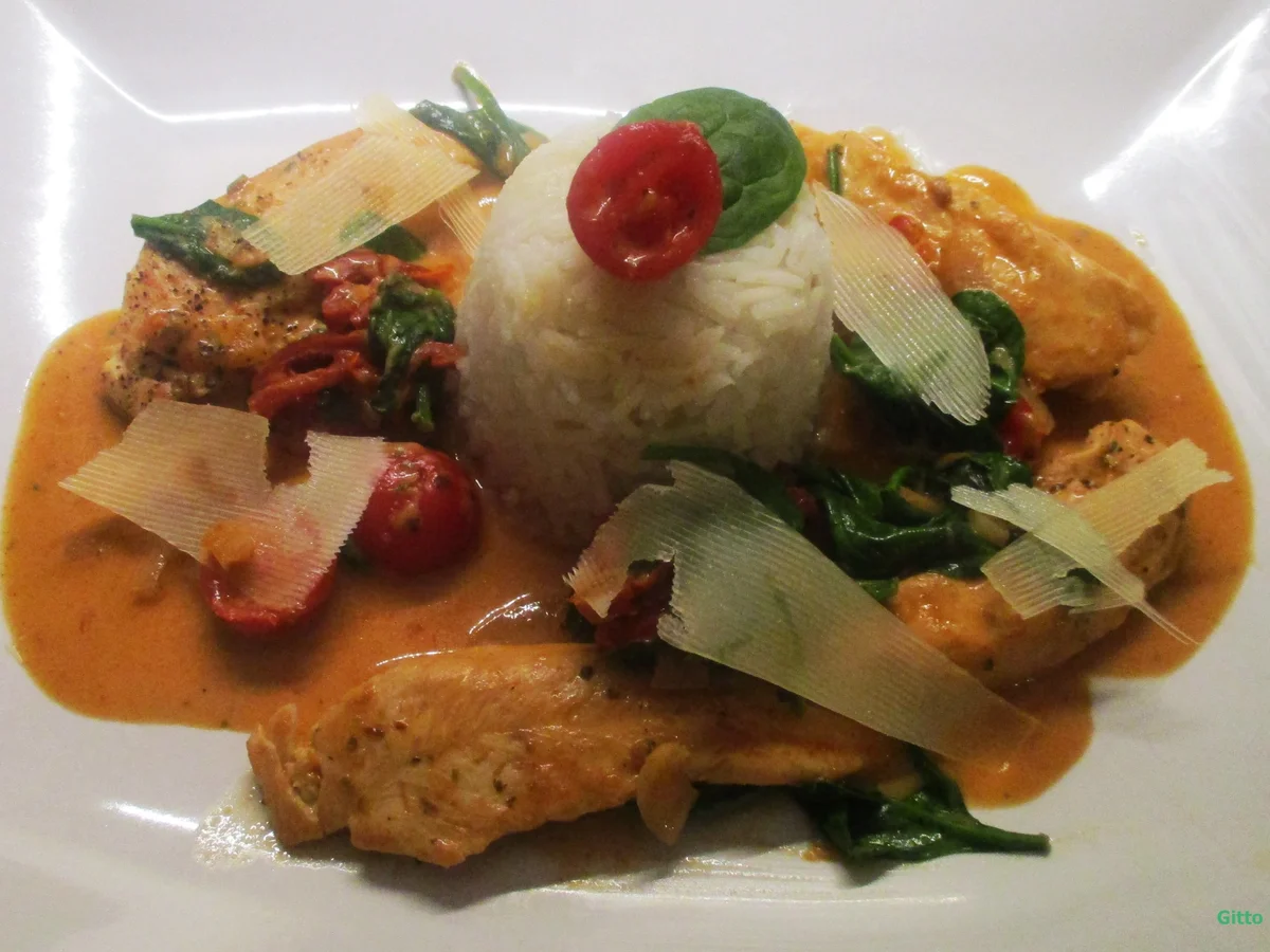 Hähnchenfilet mit Tomaten und Spinat in cremiger Käsesoße - Rezept - Bild Nr. 11