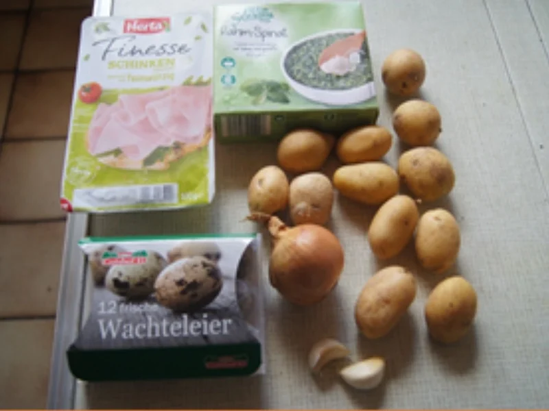 Rezept: Wachteleier mit herzhaften Rahmspinat und Drillingen Bild Nr. 3 Wachteleier mit herzhaften Rahmspinat und Drillingen - Rezept - Bild Nr. 3