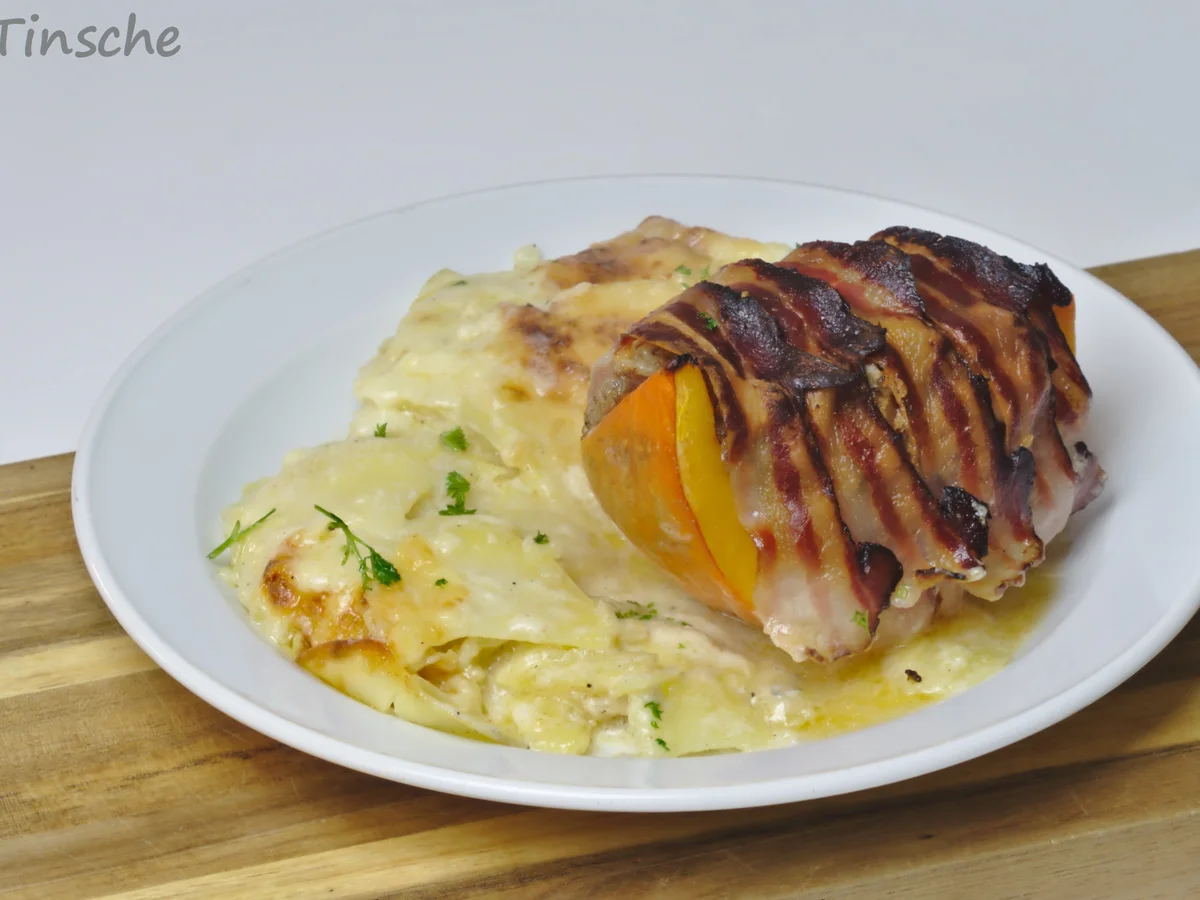 Gefüllter Kürbis mit Hackfleisch & Blauschimmelkäse im Speckmantel - Rezept - Bild Nr. 13