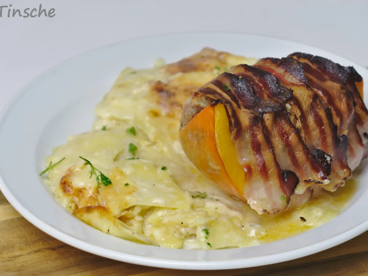 Gefüllter Kürbis mit Hackfleisch & Blauschimmelkäse im Speckmantel - Rezept - Bild Nr. 14