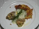 Nocken vom Thunfisch- und Lachstartar auf knusprigem Rösti mit Gurkenschaum - Rezept - Bild Nr. 2