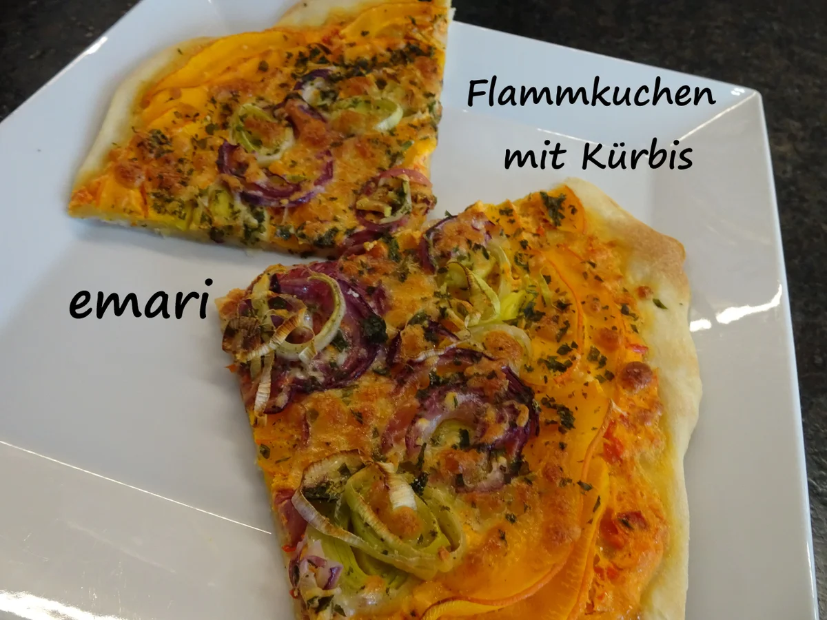 Flammkuchen mit Kürbis - ohne Hefe - Rezept - Bild Nr. 12118