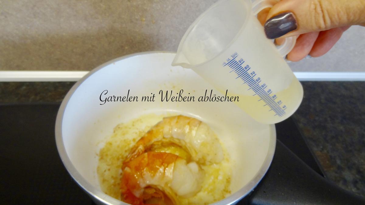 Gambas auf Gorgonzola - Lauchgemüse - Rezept - Bild Nr. 5