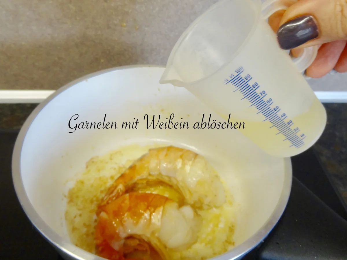 Rezept: Gambas auf Gorgonzola - Lauchgemüse Bild Nr. 5 Gambas auf Gorgonzola - Lauchgemüse - Rezept - Bild Nr. 5