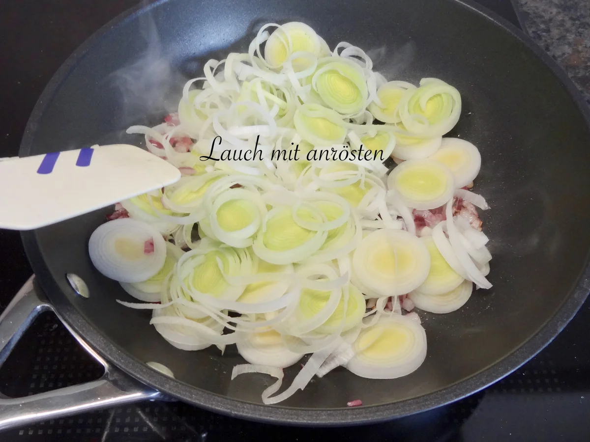 Rezept: Gambas auf Gorgonzola - Lauchgemüse Bild Nr. 12110 Gambas auf Gorgonzola - Lauchgemüse - Rezept - Bild Nr. 12110