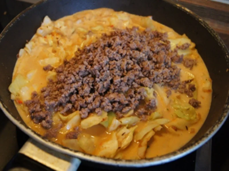 Spitzkohl-Hackfleisch-Pfanne mit Pellkartoffel-Drillingen - Rezept - Bild Nr. 13