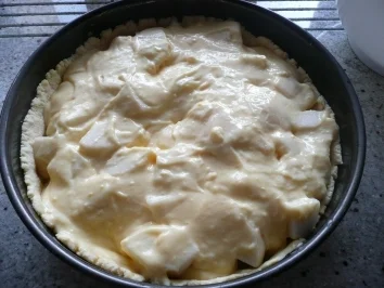 Birnenkuchen mit Puddingguss - Rezept