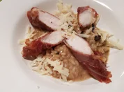 Kaninchenrückenfilets im Schinkenmantel auf Pilz-Risotto - Rezept - Bild Nr. 12284