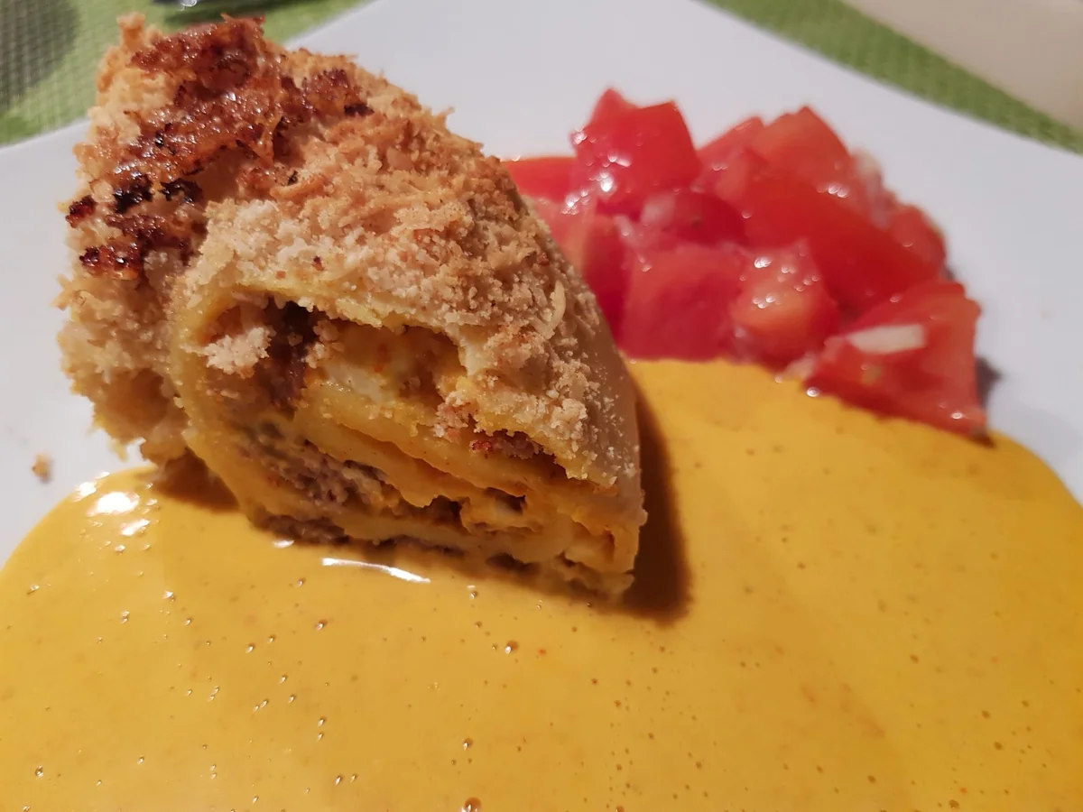 Pasta-Strudel mit Kürbis, Hack und Feta - Rezept - Bild Nr. 2