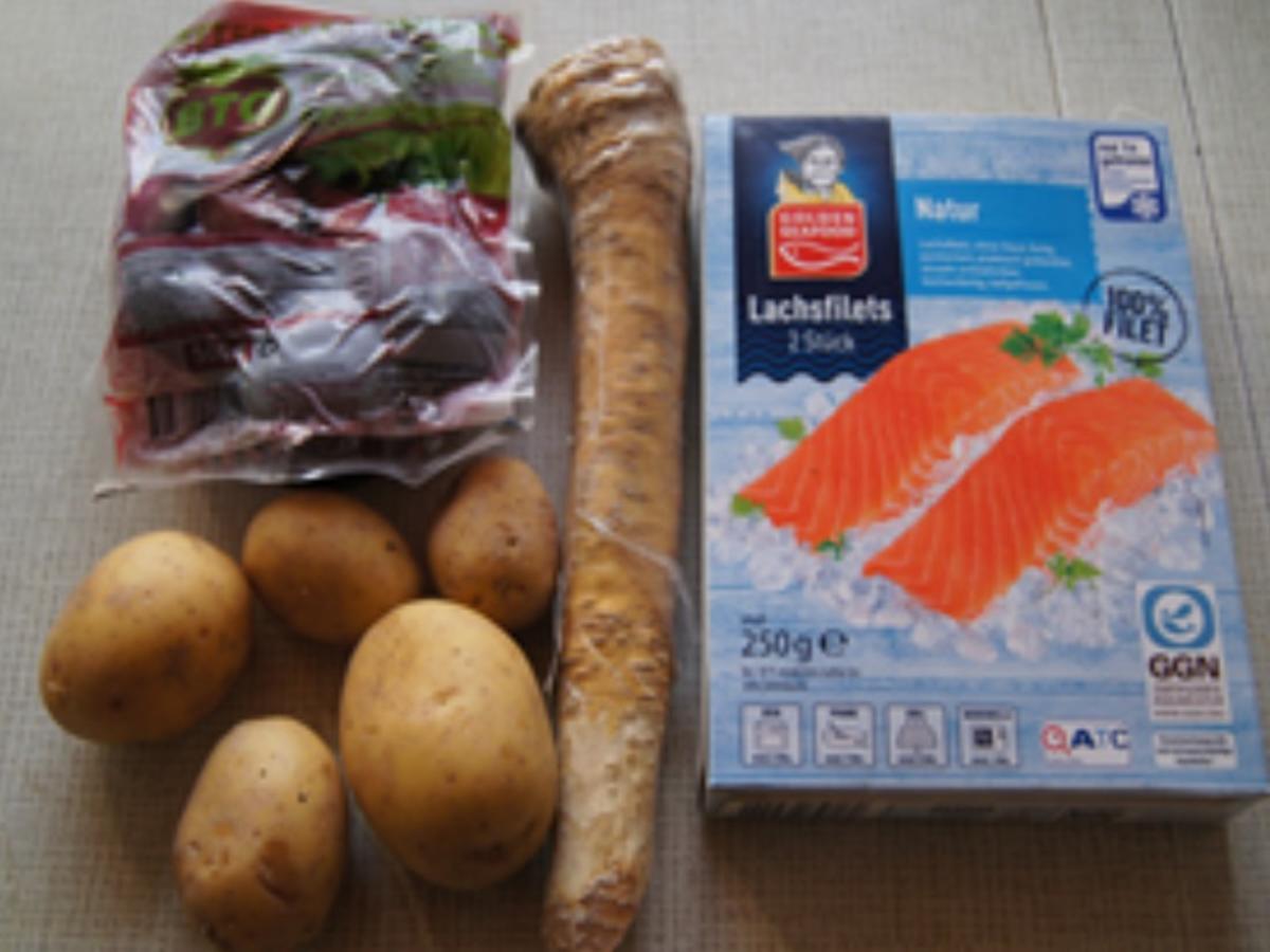 Lachsfilet mit Rote-Bete-Salat und Kartoffelwaffeln - Rezept - Bild Nr. 3