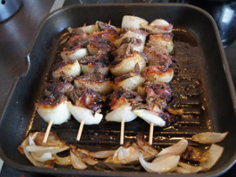 Rezept: Leberspieße mit Speck, Rote Bete Salat und Curryreis Bild Nr. 9 Leberspieße mit Speck, Rote Bete Salat und Curryreis - Rezept - Bild Nr. 9