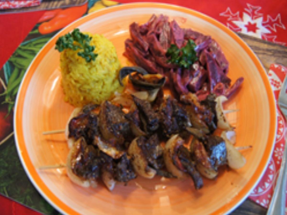 Leberspieße mit Speck, Rote Bete Salat und Curryreis - Rezept - Bild Nr. 14