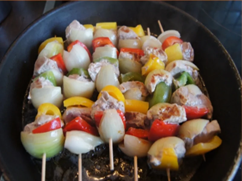 Schweinefilet-Schaschlik mit Paprika-Zwiebel-Mix und selbstgemachter Schaschlik-Sauce - Rezept - Bild Nr. 9