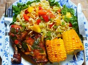 Bunte Eiernudeln mit Mangowürfelchen und Mais - Rezept - Bild Nr. 2