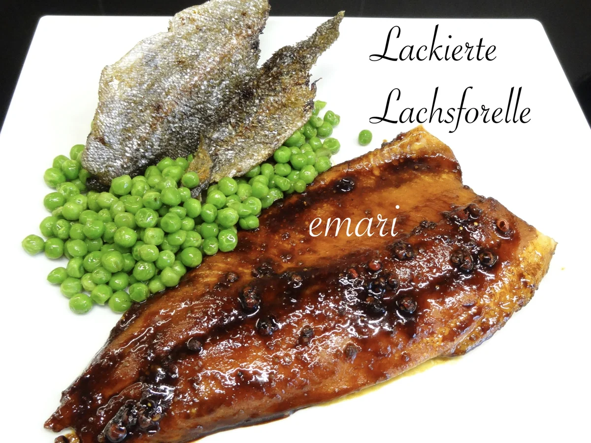 Lackierte Lachs Forelle mit Buttererbsen - Rezept - Bild Nr. 2