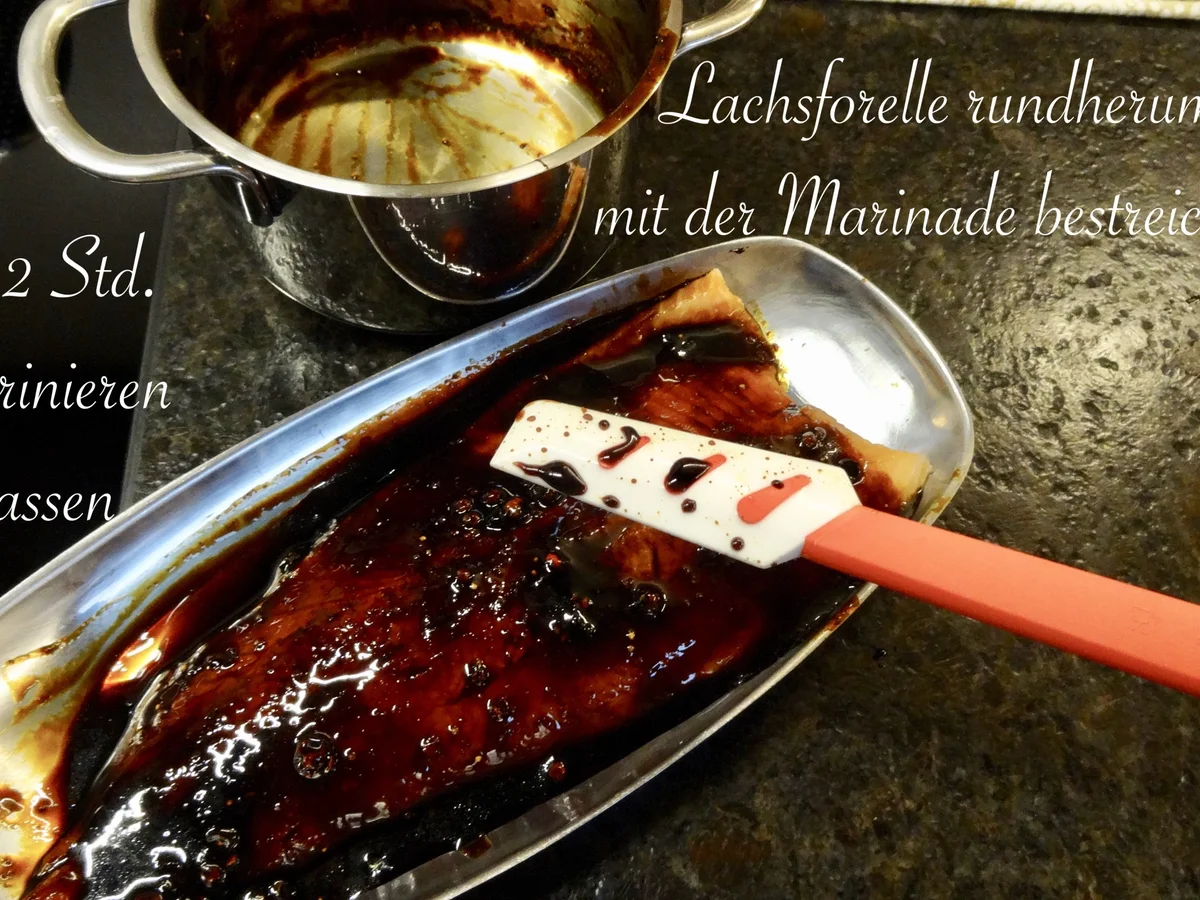 Lackierte Lachs Forelle mit Buttererbsen - Rezept - Bild Nr. 6