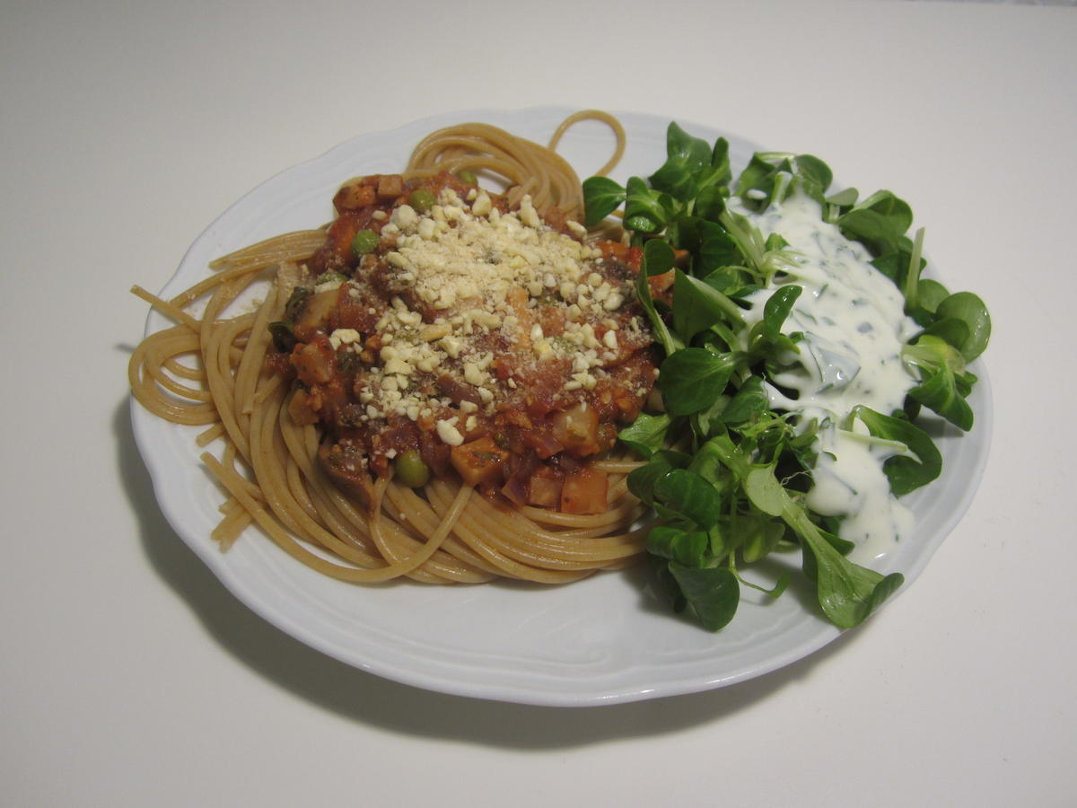 Spaghetti Veganese mit Feldsalat - Rezept - Bild Nr. 2