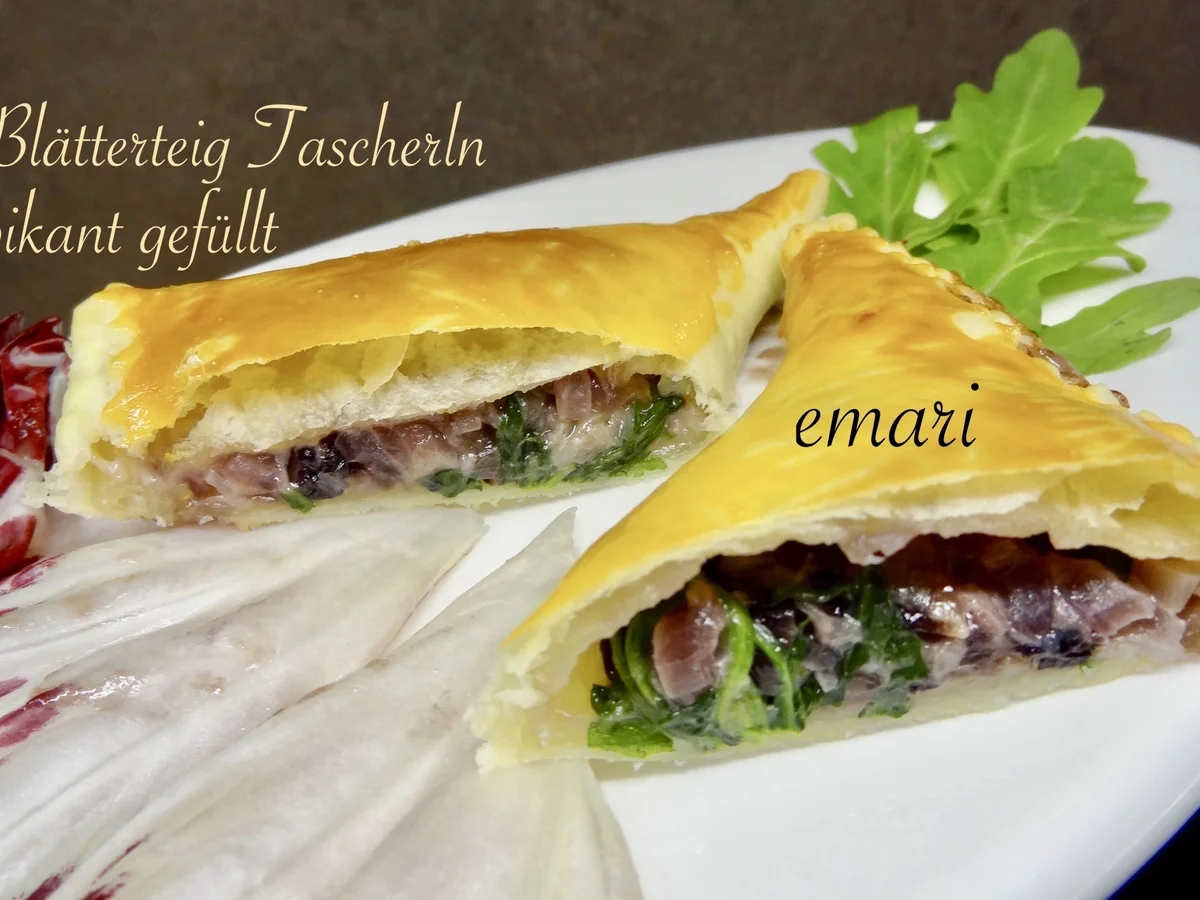 pikant gefüllte Blätterteig Tascherl - Rezept - Bild Nr. 2
