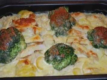Blumenkohl-Broccoli-Auflauf mit Hähnchen - Rezept
