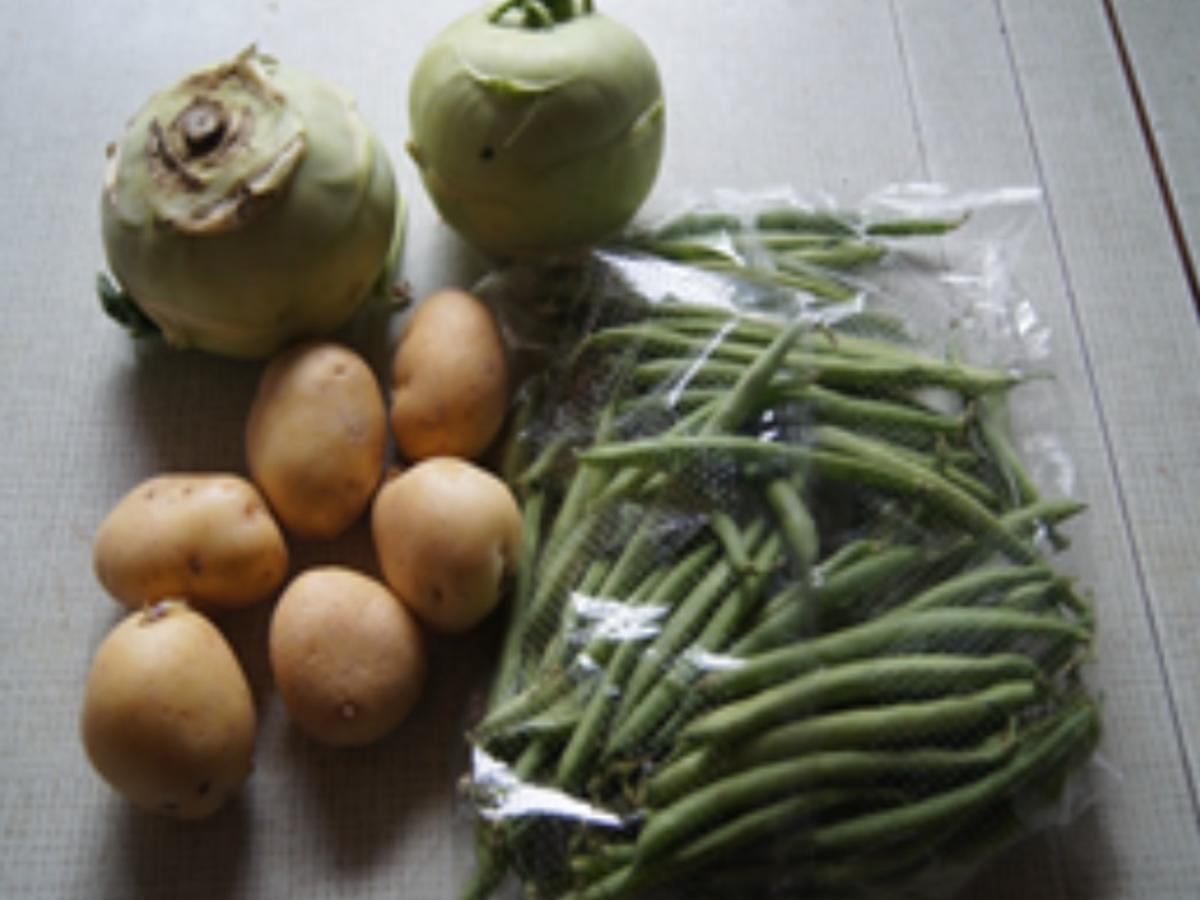 Kohlrabi-Schnitzel mit grünen Bohnen und herzhaften Kartoffelstampf - Rezept - Bild Nr. 3