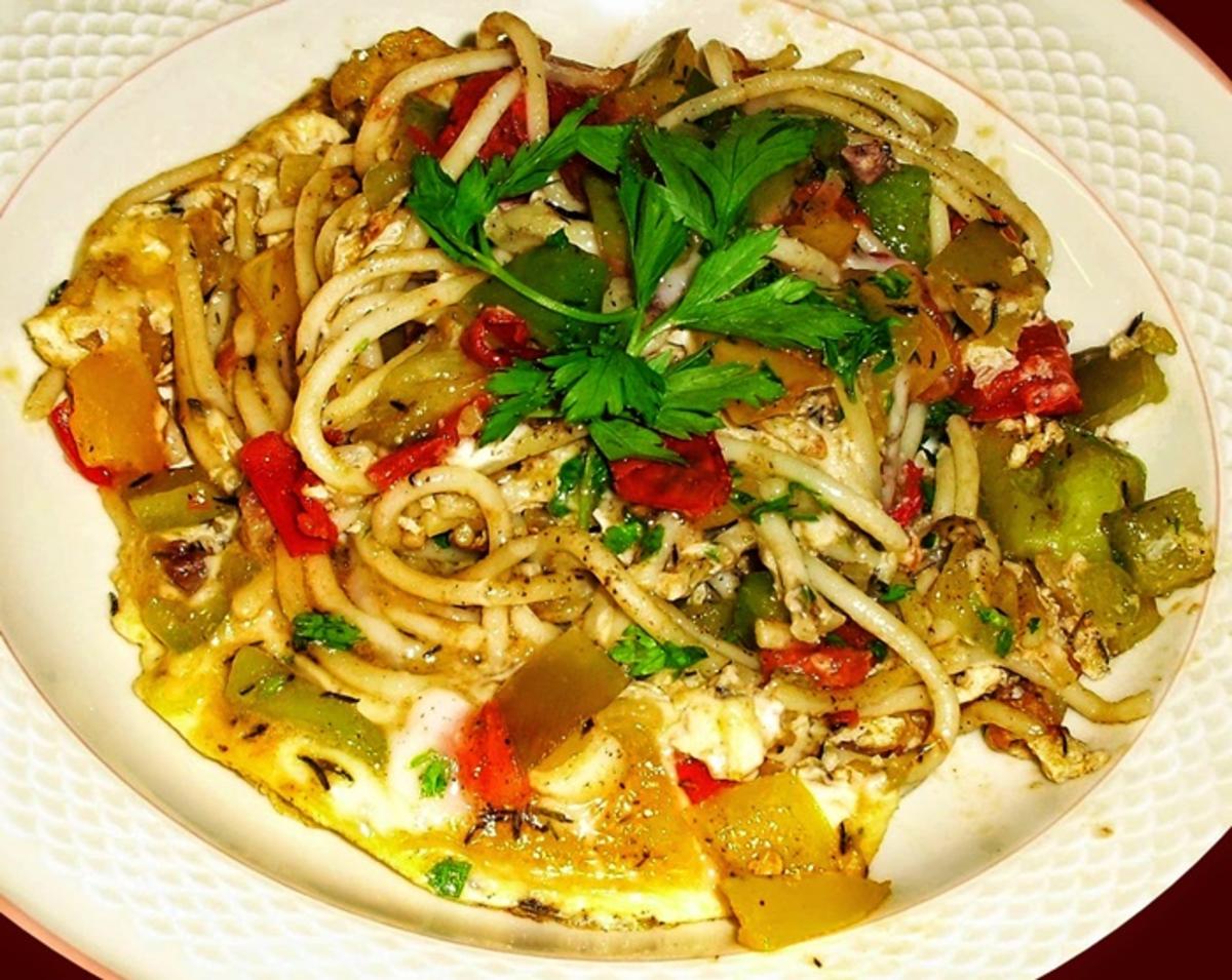 Bunte Spaghetti-Pfanne - Rezept mit Bild - kochbar.de