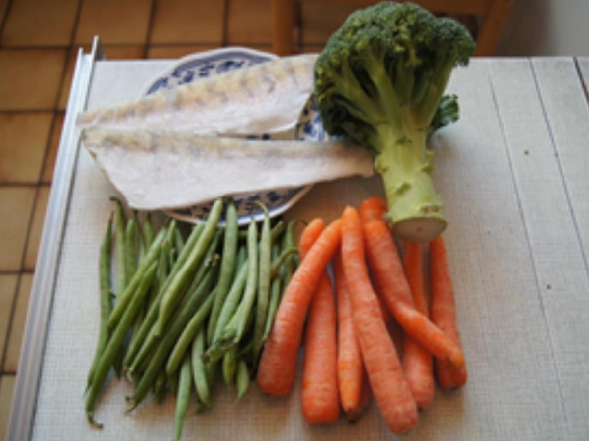 Zanderfilet mit grünen Bohnen + Brokkoli und Möhrenstampf - Rezept - Bild Nr. 3