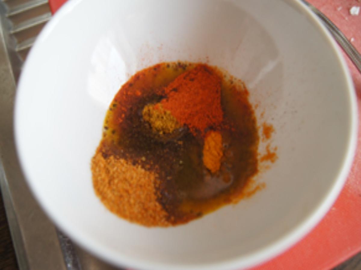 Hähnchenschenkel mit Champignons, Spinat und Curryreis - Rezept - Bild Nr. 4