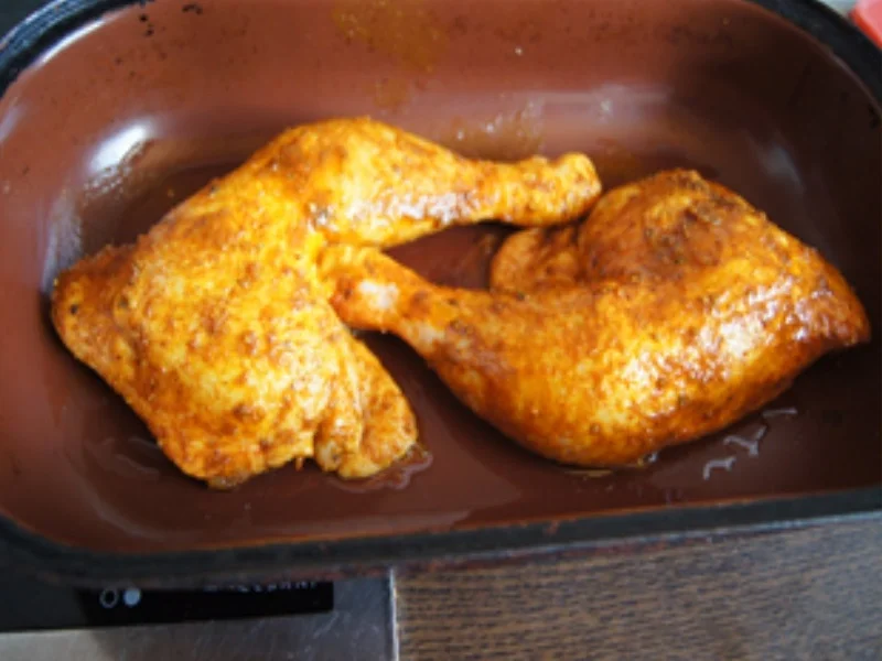 Hähnchenschenkel mit Champignons, Spinat und Curryreis - Rezept - Bild Nr. 5