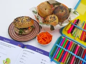 Bagel mit Karotten-Frischkäse und Rucola gefüllt zur kochbar Challenge Februar 2021 - Rezept - Bild Nr. 2