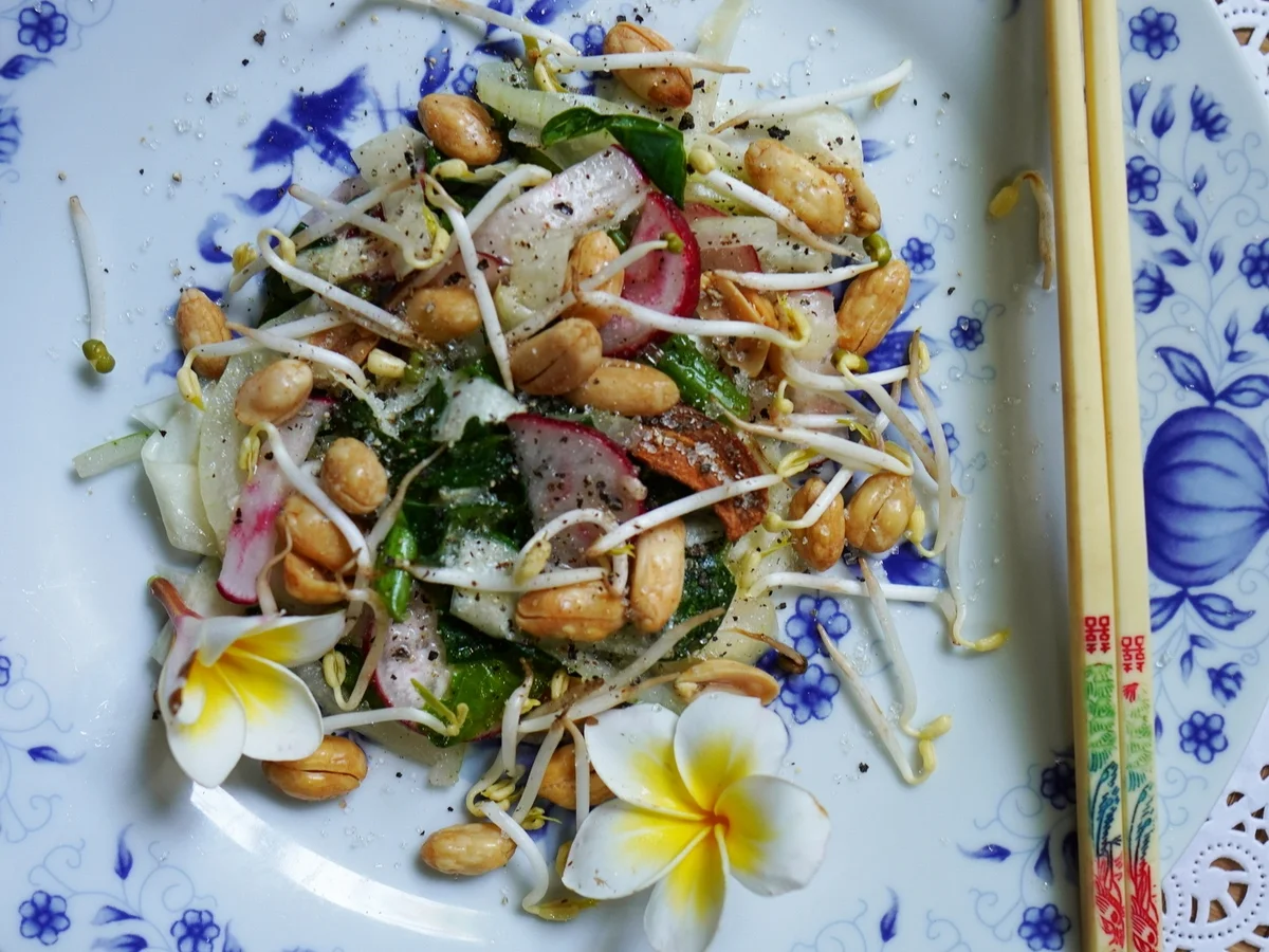 Thailändischer Kohlsalat mit Radieschen und Erdnüssen - Rezept - Bild Nr. 3