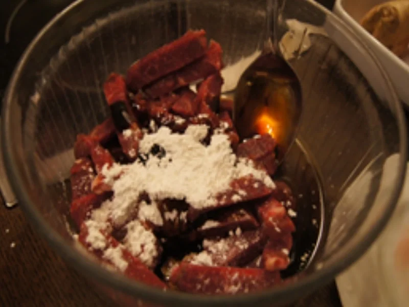 Steakhüfte mit-Babyspinat und Champignons im Wok und Pellkartoffel-Drillingen - Rezept - Bild Nr. 6