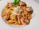 Rezept: Pappardelle mit Cognac-Rahmsoße und Garnelen Bild Nr. 13633 Pappardelle mit Cognac-Rahmsoße und Garnelen - Rezept - Bild Nr. 13633