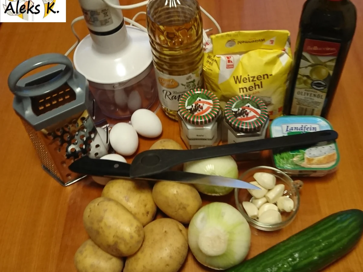 Weißrusslands Draniki, Kartoffelpuffer mit Quark dipp nach Tsatsiki Art - Rezept - Bild Nr. 13644