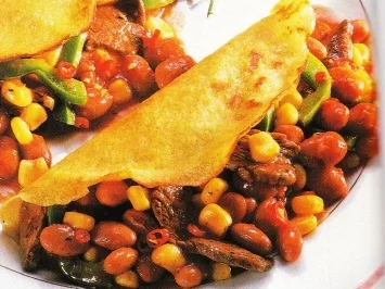 Pfannkuchen mit Chili con carne - Rezept