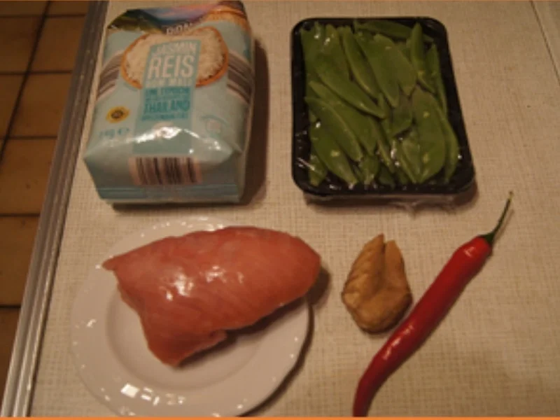 Rezept: Putenbrustfilet mit Zuckerschoten und Jasmin-Reis Bild Nr. 13740 Putenbrustfilet mit Zuckerschoten und Jasmin-Reis - Rezept - Bild Nr. 13740