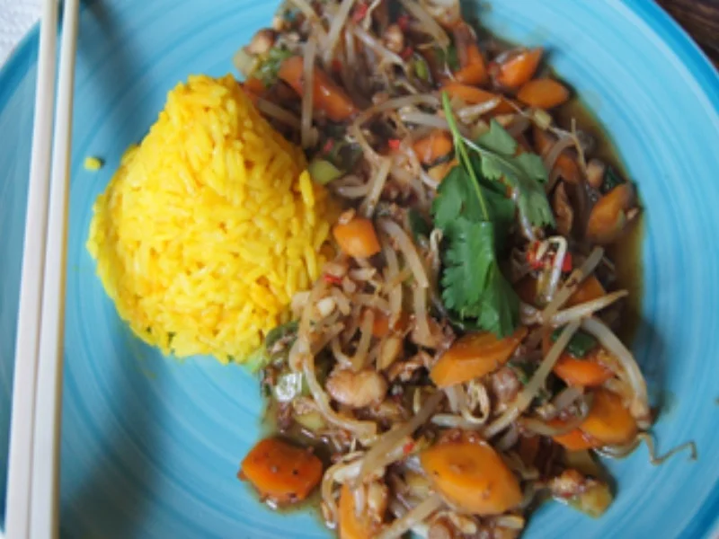 Seelachsfilet mit Wok-Gemüse und Jasmin-Reis - Rezept - Bild Nr. 13793