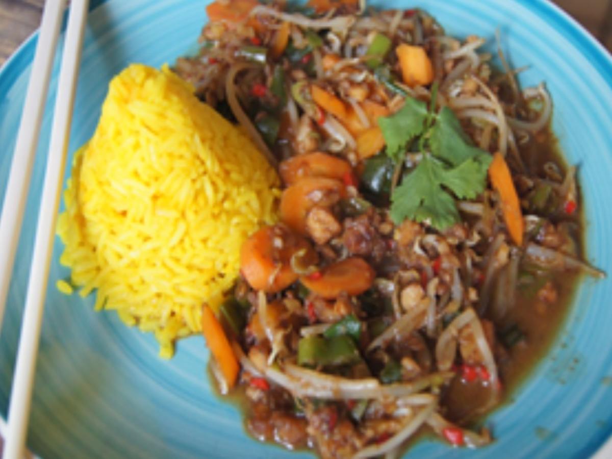 Seelachsfilet mit Wok-Gemüse und Jasmin-Reis - Rezept - Bild Nr. 13794