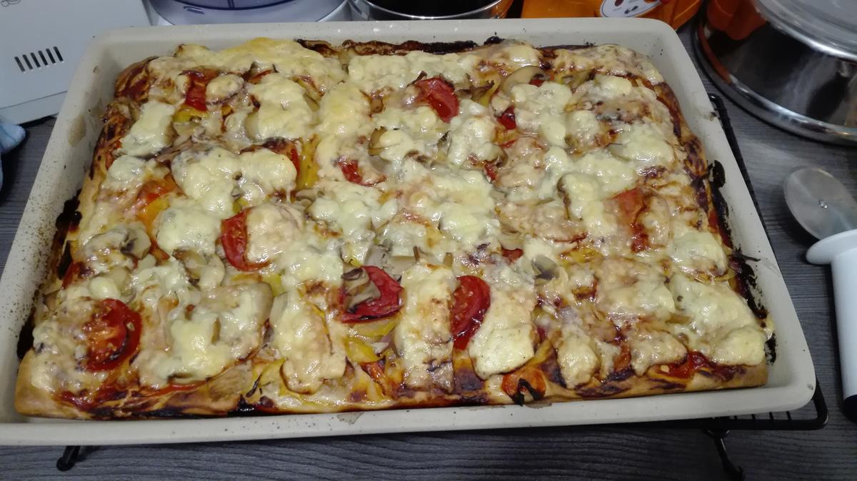Selbstgemachte Pizza Halb mit Salami halb mit Thunfisch - Rezept - Bild Nr. 13786