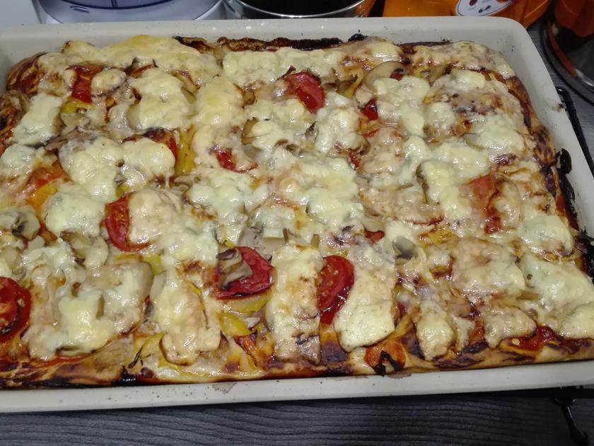 Selbstgemachte Pizza Halb mit Salami halb mit Thunfisch - einfach - von ...