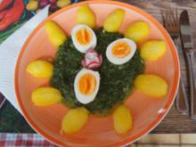 Rahmspinat mit gekochten Eiern und Pellkartoffel-Drillingen - Rezept - Bild Nr. 2