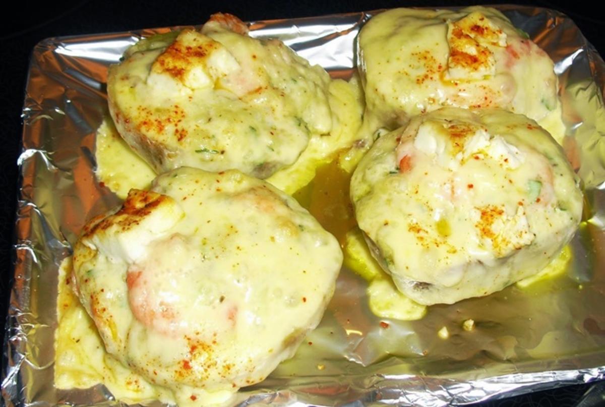 Kartoffeln gefüllt mit Garnelen in frischer Kräuter-Creme - Rezept - Bild Nr. 13785