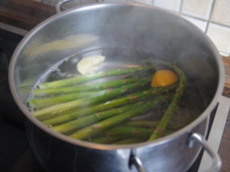 Grüner Spargel mit pikanten Jogurt, Vollkornbrot, Räucherlachs und pochierten Ei - Rezept - Bild Nr. 13803
