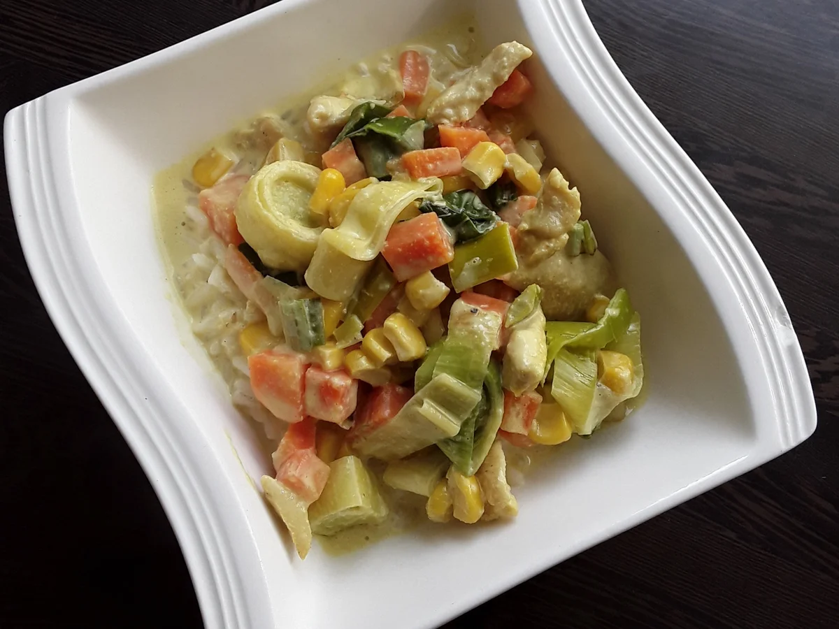 Hähnchen Gemüsepfanne in Curry Sahne - Rezept - Bild Nr. 13822