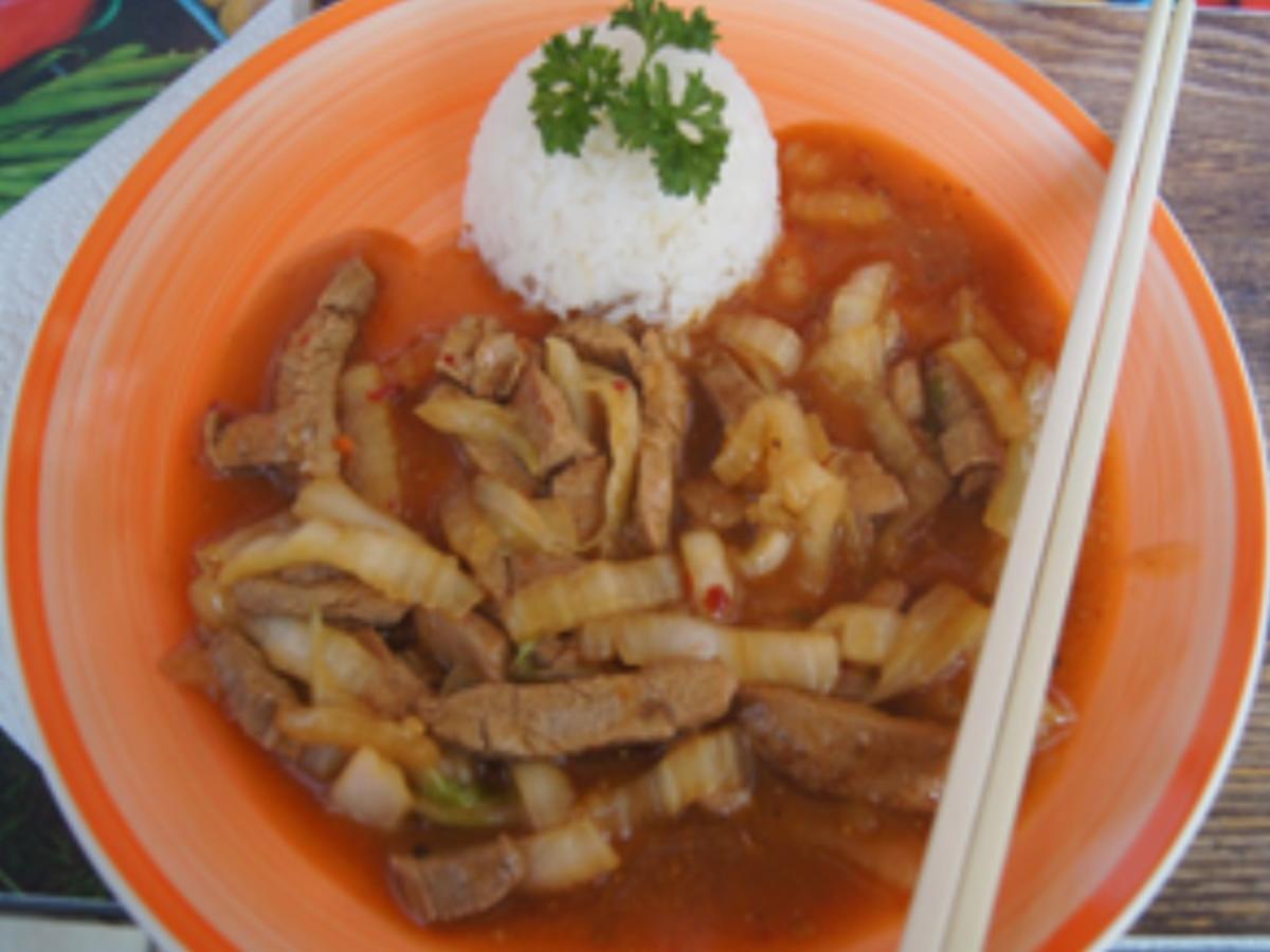 Schweinefilet mit Chinakohl und Jasmin-Reis - Rezept - kochbar.de