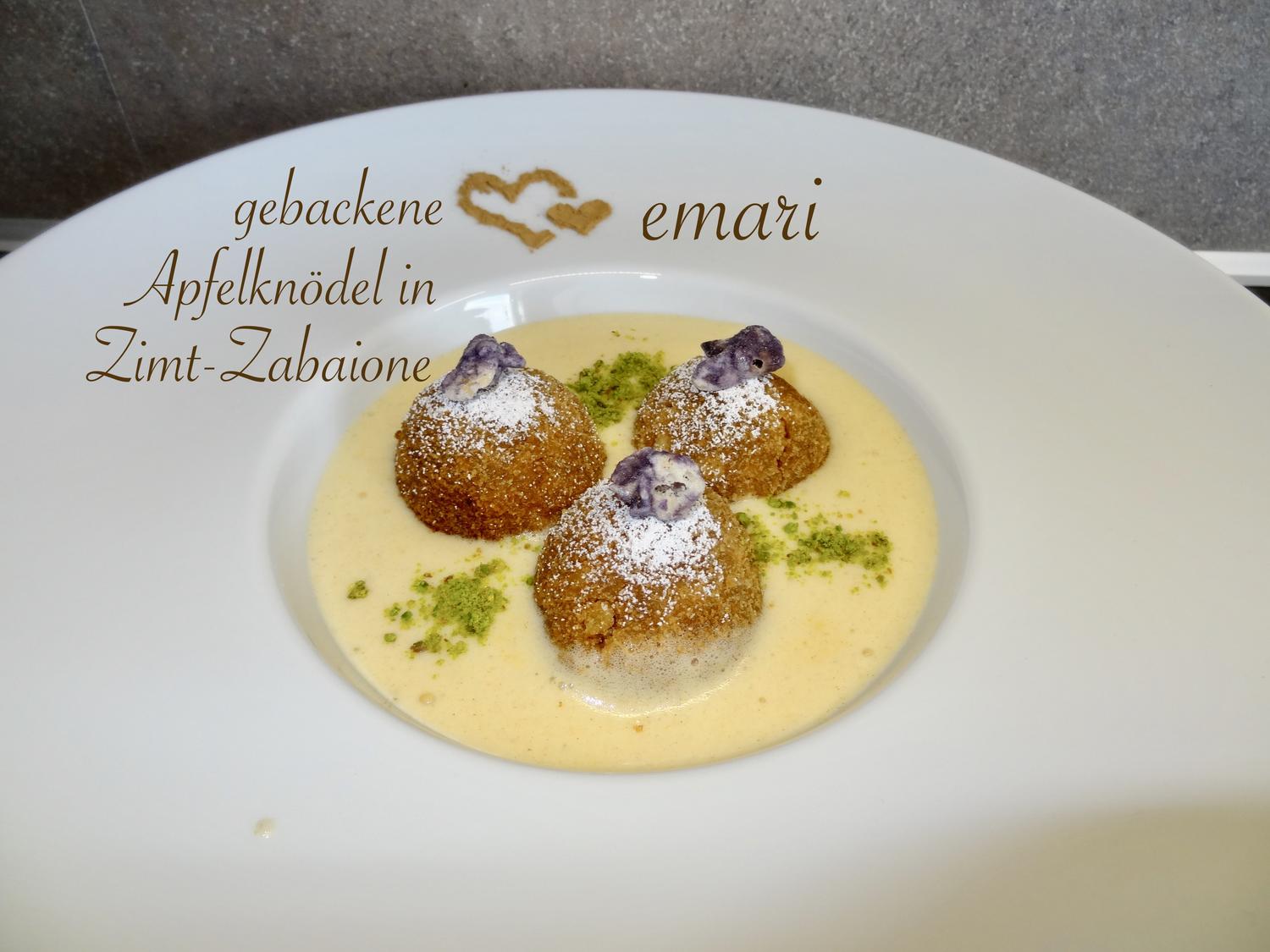 gebackene Apfel Knödel mit Zimt Zabaione - Rezept - kochbar.de