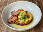 Lammrücken mit gerösteter Aubergine und asiatischer Tahina (Tom Beck) - Rezept - Bild Nr. 2